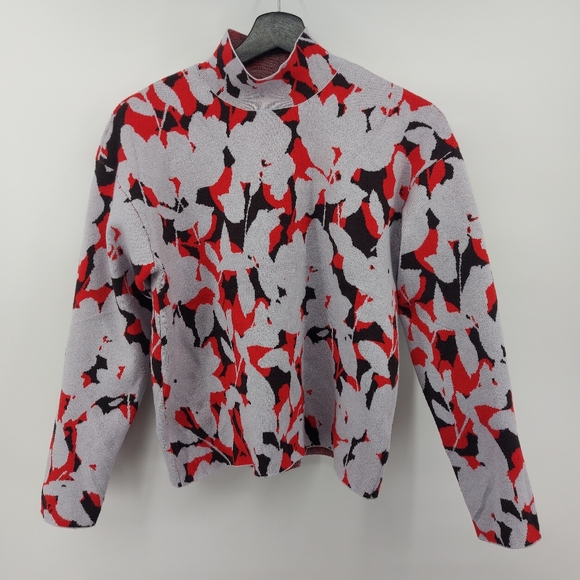 Anthropologie Mock Neck Floral Jacquard Knit Sweater XS - Picture 5 of 7